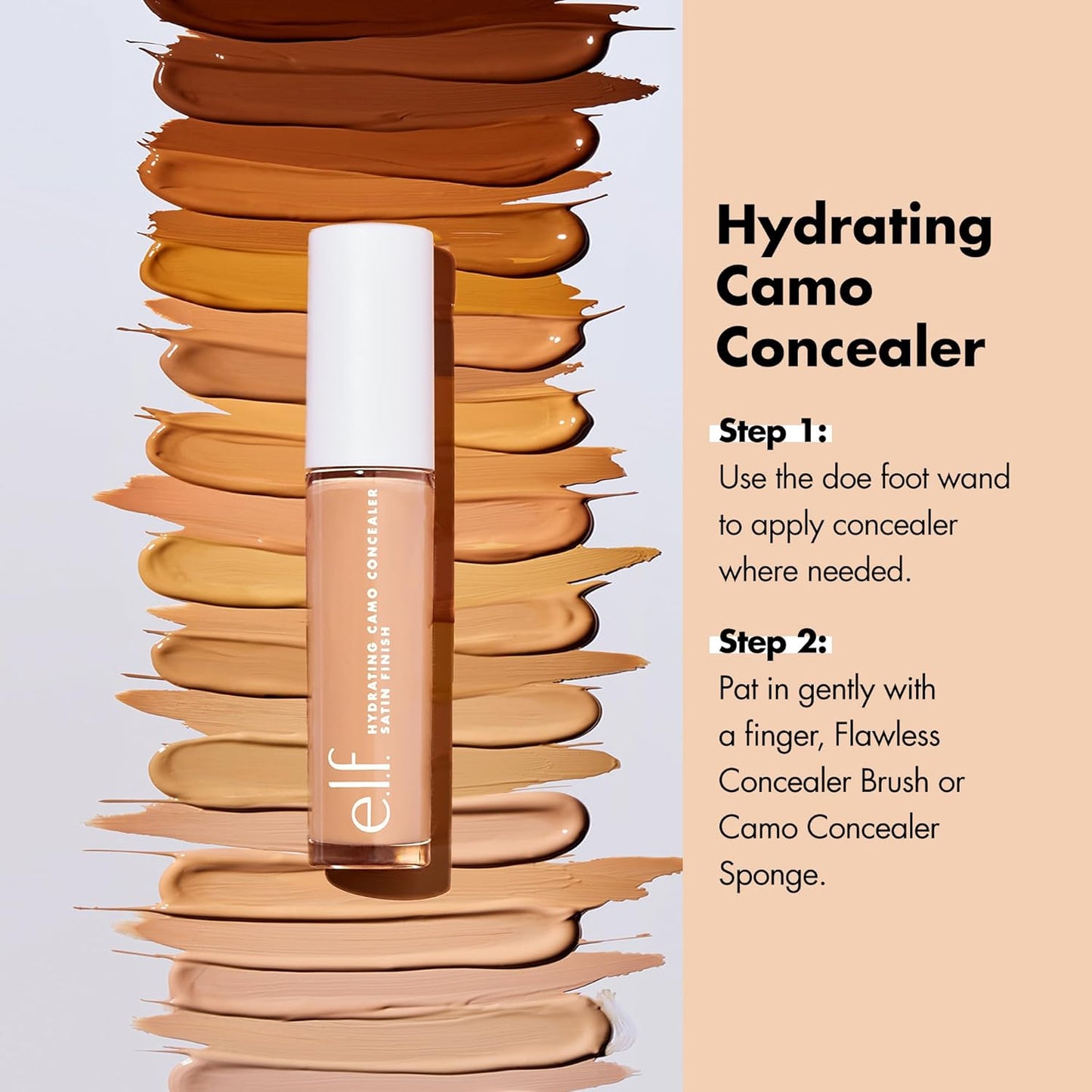 e.l.f. Hydrating Camo Concealer | Full-Coverage, Satin Finish | Vegan, Rich Chocolate