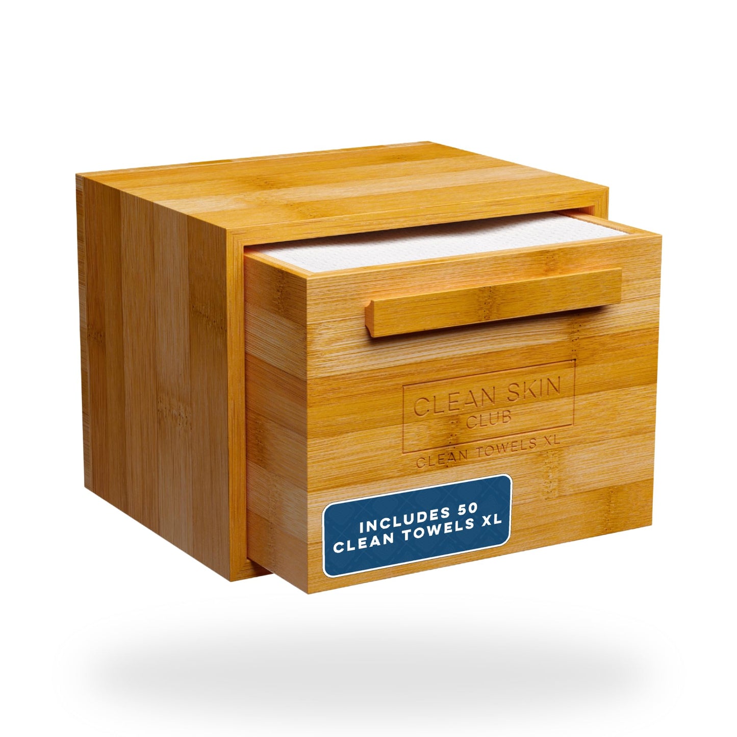 Clean Skin Club Luxe Bamboo Box with Drawer & Towels XL, Face Towel, Disposable Makeup Remover Dry Wipes, Facial Wash (Bamboo Co