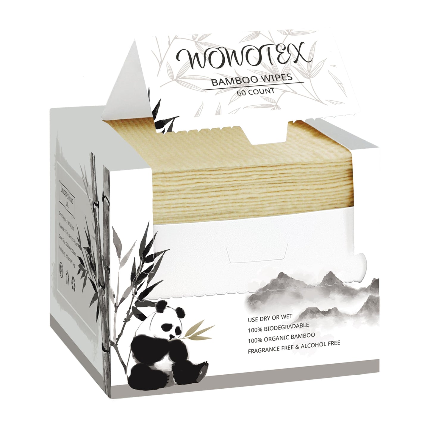 Wowotex Bamboo Rayon Disposable Face Towel Biodegradable Large Dry Face Wipes 240 Count / 4 Boxes Extra Thick Soft Clean Facial