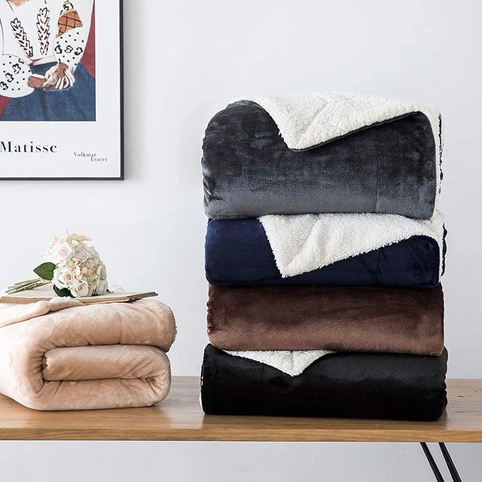 IR Imperial Rooms Silver Sherpa Fleece Throw Blanket Twin Size for Bed - Wholesale Bulk Pack of 12 Sherpa Blankets - Soft Fluffy Throw Blankets for Hotels, Guest Bedroom, 60x80 Inches