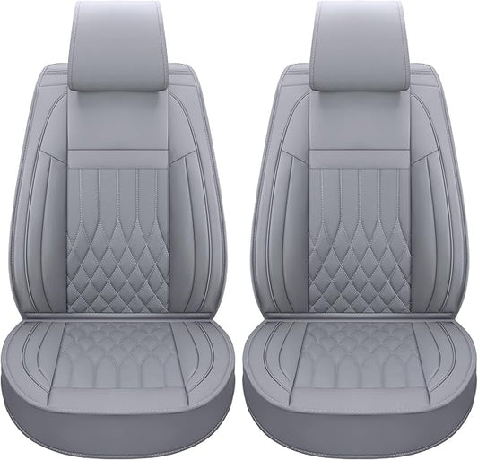 Aierxuan Front Car Seat Covers Universal Fit for Honda Civic Accord CRV, Toyota Camry Prius Rav4 Corolla, Kia, Lexus, Nissan, Mazda, Jeep Cherokee and Most Cars, with Waterproof Leather (Grey)