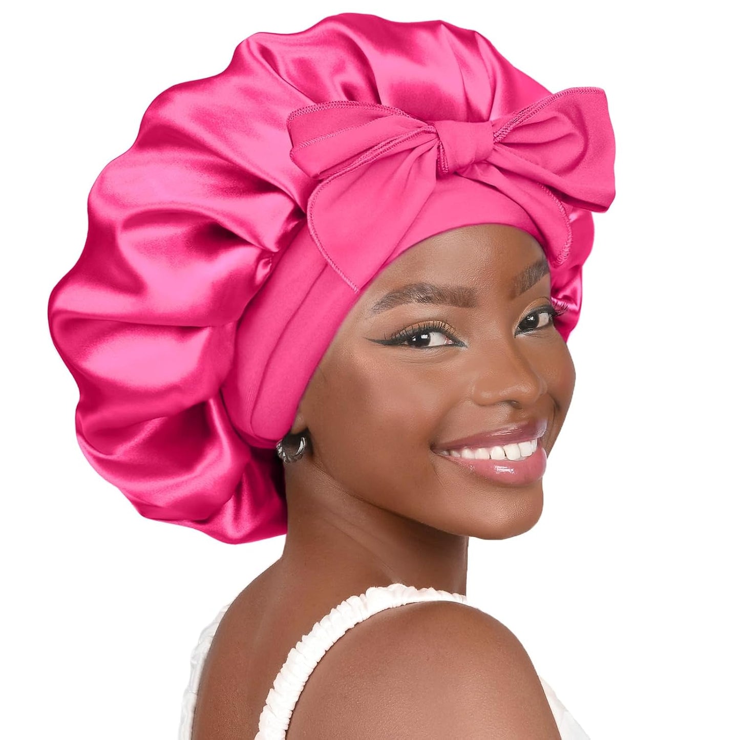 Silk Sleeping Bonnet for Women | Double Layer Satin Lined | Burgundy
