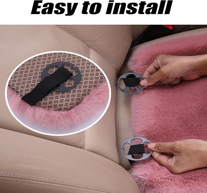 Plush Car Seat Cushion, Soft Warm Fuzzy Faux Rabbit Fur Fluffy Plush Auto Seat Cover Vehicle Car Front and Back Seat Protector Pad with Non-Slip Backing Cushion Interior Universal Fit (White,3PCS)