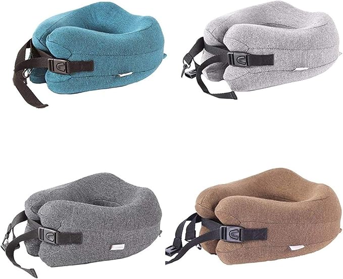 Neck Pillow Sleep Kit - 100% Memory Foam Travel Pillow, Compact Carry Bag, U-Shaped Airplane Car Flight Pillow, Breathable and Comfortable 360-Degree Head Support