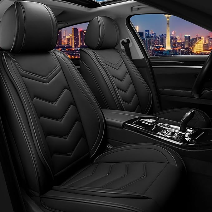 CTDS Car Seat Covers for Honda HR-V 2016-2026, Stylish Sport Seat Cover, Premium Nappa Leather Car Seat Cover. Automobile Seat Covers Sets.(Standard 2 Seats/Pure Black)