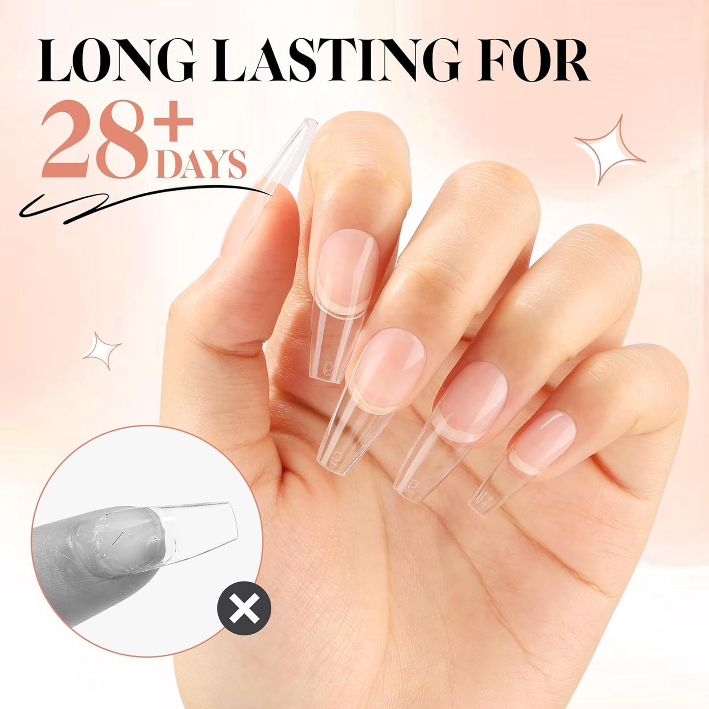 UNA GELLA Square Toe Nail Tips | 504 Pcs Soft Gel Full Cover | DIY Pedicure