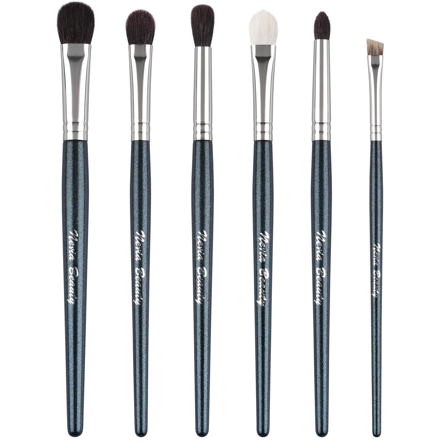 Evrchgiea Natural Goat Hair Eye Makeup Brush Set, 6 Pcs Professional Blending Eyeshadow Makeup Brushes For Concealer Eyebrows Ey