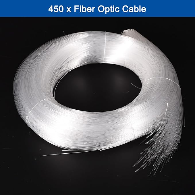 MECCANIXITY 450Pcs 13ft PMMA Mixed Fiber Optic Cable Strands 0.03 Inch Side Glow LED Illumination Crystal Cables Car Atmosphere Lights for Star Sky Roof Ceiling