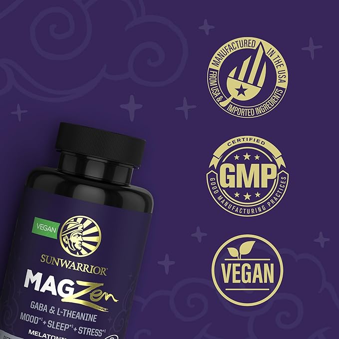 Magnesium Supplement + Zen Capsules Mood, Sleep & Stress Support with Magnesium, L-Theanine & GABA Promotes Relaxation, Sleep Quality & Mental Clarity – Vegan & Non-Drowsy – 90 Capsules