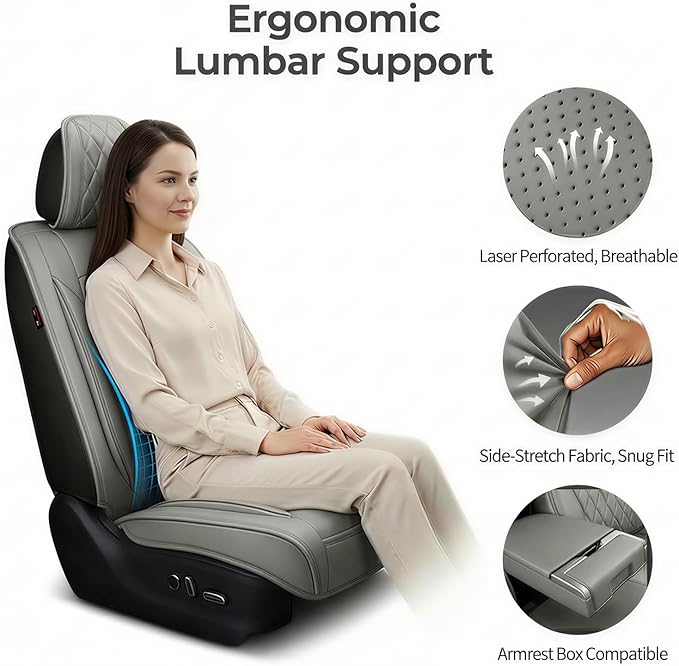 Fit TL Car Seat Covers for Acura TL 2004-2014 - Premium Leather, Waterproof, All-Weather, Airbag Compatible, Anti-Slip, Breathable, Easy Install, Seat Protectors, Full Set, Gray
