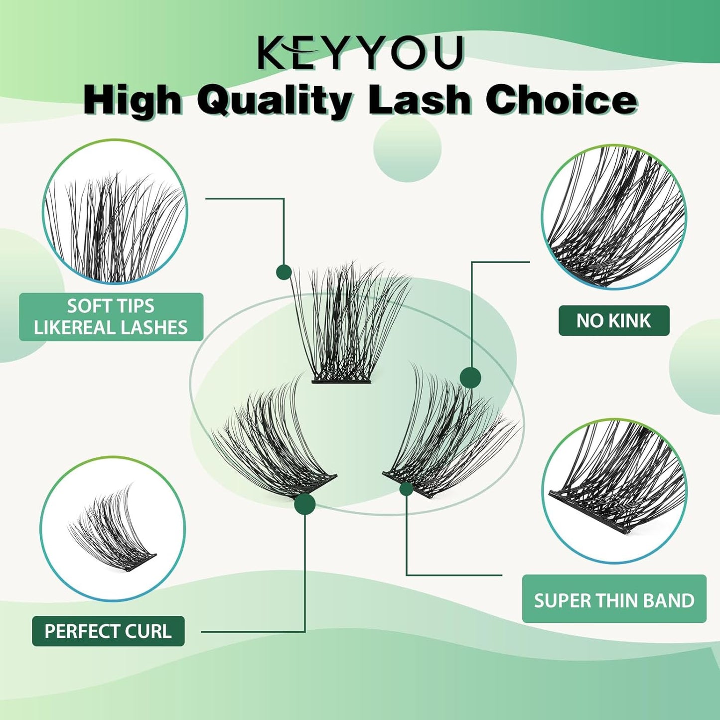 Lash Clusters,96 Pcs Cluster Lashes D Curl 16mm DIY Lash Extensions Eyelash Clusters,KEYYOU Volume Wispy Individual Lashes Soft&Comfortable Easy DIY at Home(Y05,D-16mm)