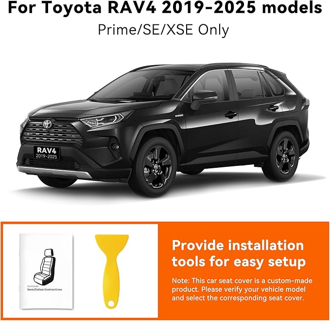 Custom Fit RAV4 Only Hybrid Seat Cover for Toyota RAV4 2019 2020 2021 2022 2023 2024 2025 Prime&Hybrid SE/XSE,Faux Leather,2-Row Full Set,(Beige)