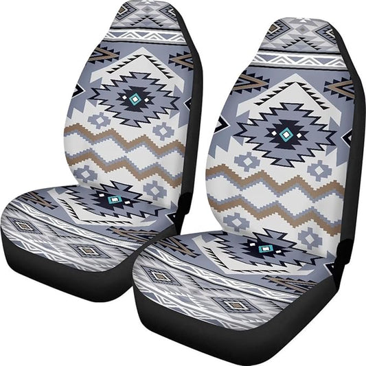ELEQIN Car Seat Covers Universal High Back Fashion Cushion Protector for Car Truck Suvs,Sedans,Vehicles,Airbag Compatible Front Car Seat Covers 2 Pack Purple Aztec Tribal