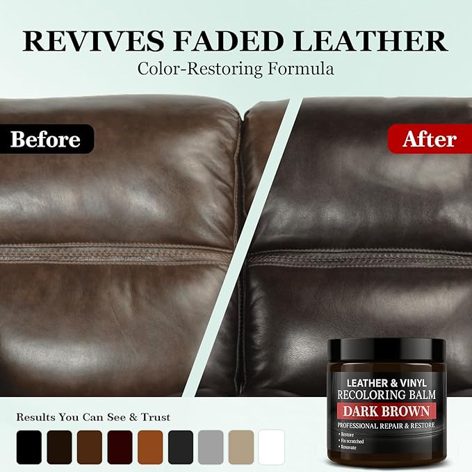 Leather Color Restorer, Recoloring Balm, Scratch Remover, Dye, Paint, Repair Kit for Furniture, Couches, Car Seats, Shoes, Bags, Maroon