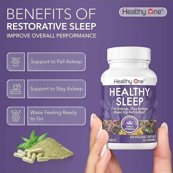 Healthy Sleep - 10 REM Inducing Ingredients - Supports All Stages of Deep Rest - Insomnia - Anxious - Restless - Melatonin - Valerian - Chamomile - Theanine - GABA - Hops - Lemon Balm - 60 Count