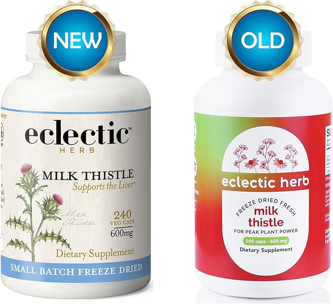 Eclectic Institute Raw Freeze-Dried Non-GMO Milk Thistle | with Silymarin for Liver Support - Detox, Cleanse & Maintain | 240 CT