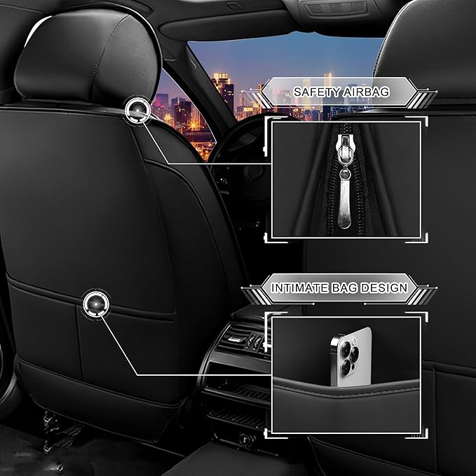 CTDS Car Seat Covers for Jeep Grand Cherokee L 2021-2026, Stylish Sport Seat Cover, Premium Nappa Leather Car Seat Cover. Automobile Seat Covers Sets.(Luxury 2 Seats/Pure Black)
