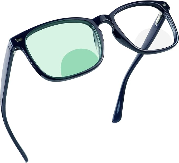 YEIN Bifocal Reading Glasses with Blue Light Blocking Lenses, Bifocal Reader for Women and Men, Vintage Square frame with Spring Hinge (+0.00/+1.00 magnification)