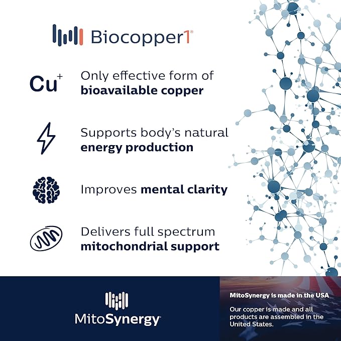 MitoActivator BioCopper1 (Cunermuspir) LDS - Low Dose Serving 0.1mg Bioavailable Copper - Lyme Support for Sensitive Users to minimize Herxheimer Reaction