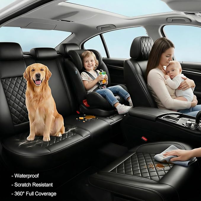 Fit for Venue Seat Covers Compatible with Hyundai Venue 2020-2026 - Waterproof Breathable Leather Automotive Seat Cushions Protector,Only 2 Front seat Covers(Black)