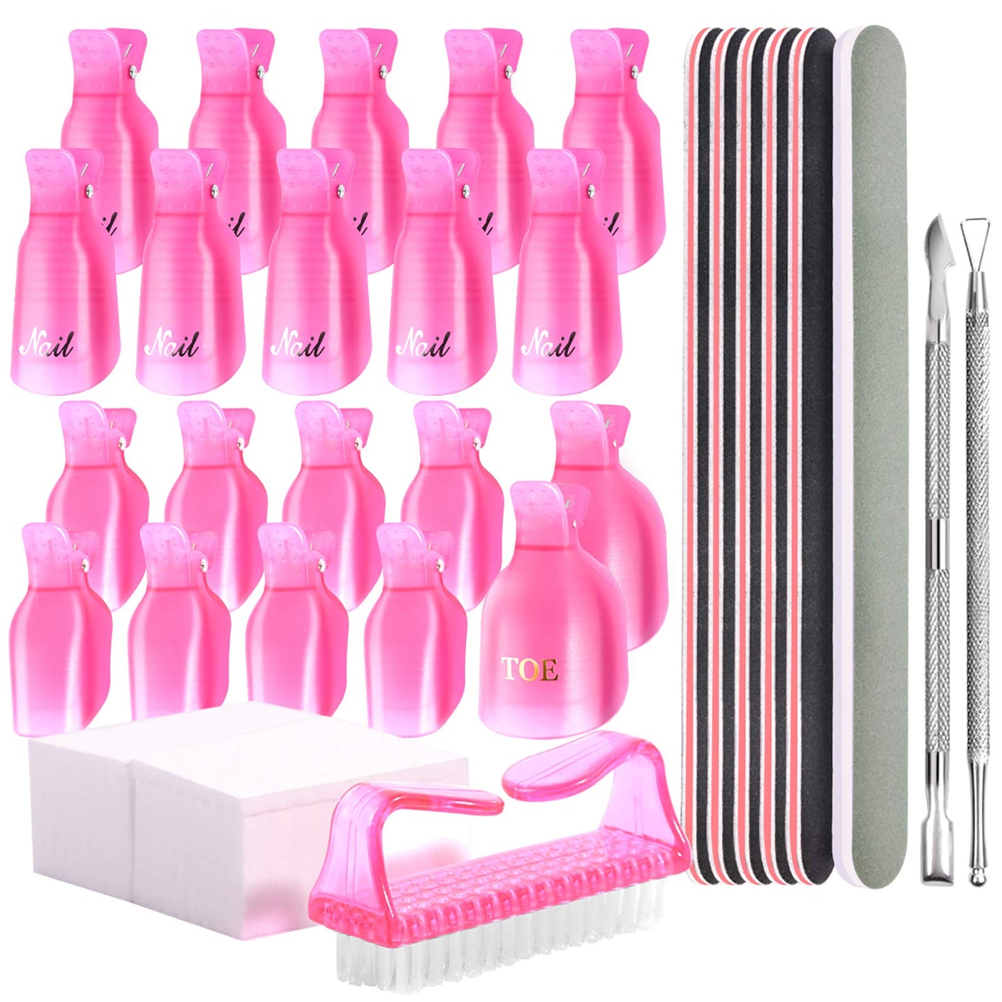 Teenitor Nail Polish Gel Remover Tool Kit With Nail Soak Off Clips, Nail Cuticle Pusher Peeler Scraper, Nail Remove Pads, Nail F