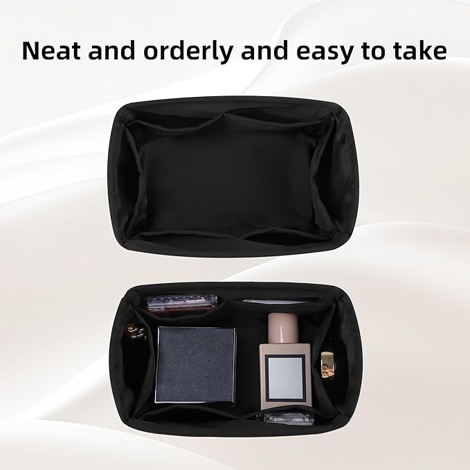DGAZ Silk Purse Organizer Insert Fits LV Speedy 16/20/25/30/35/40/45 bags，Silky Smooth Bag Organizer，Luxury Handbag & Tote Shaper(Black,SP40)