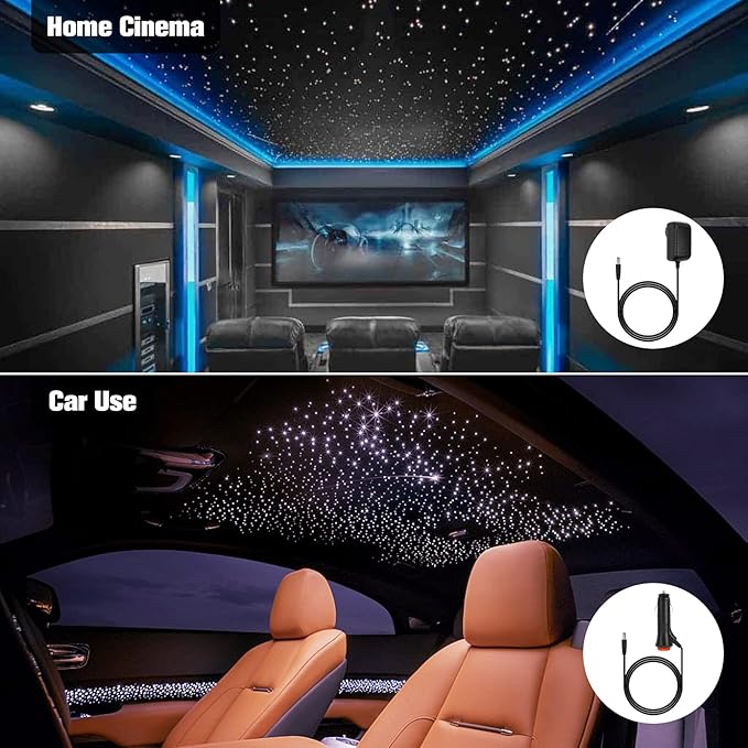 CHINLY Twinkle 500pcs 9.8ft (0.03in+0.04in+0.06in) Fiber Optic Lights Star Headliner kit, Music Mode Bluetooth APP Control Remote, RGBW Twinkle Star Lights for Star Headliner/Theater/Home Ceiling