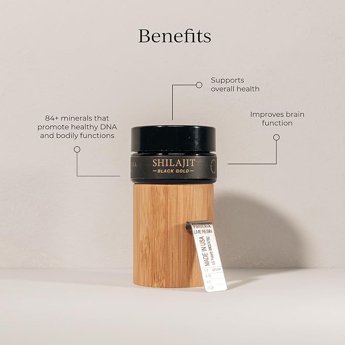 CYMBIOTIKA Pure Himalayan Shilajit Resin - High Potency Shilajit with Elemental Gold & Fulvic Acid - 84+ Trace Minerals for Energy, Focus, Immune & Digestive Support - Authentic Shilajit Resin