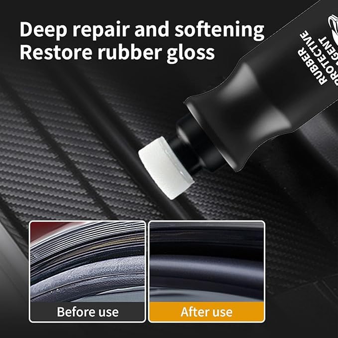 Car Rubber Seal Protectant - Gummi Pflege, Car Door Rubber Seal Protectant Strip Lubrication, Black Plastic Car Trim Restorer, Window Track Lubricant, Use on Car Door, Window, Trunk Seals (2)