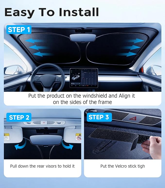 DMJN Windshield Sun Shade for GMC Sierra 1500 2500 3500 (2014-2026), Car Sunshade for Front Windshield [100% Efficient Block UV & Scorching Sun] UPF50+ Heat Block - Protect Interior & Keep Cooler