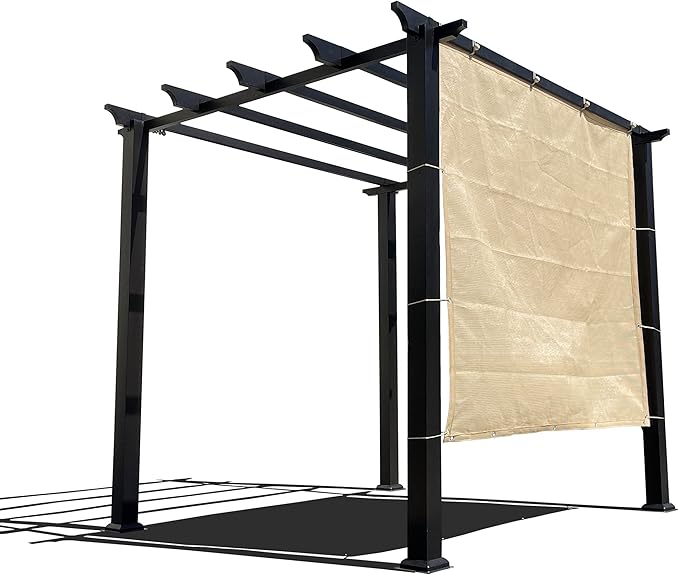 Sun Shade Privacy Panel with Grommets on 4 Sides for Patio, Awning, Window Cover, Pergola or Gazebo (Banha Beige, 8' x 10')