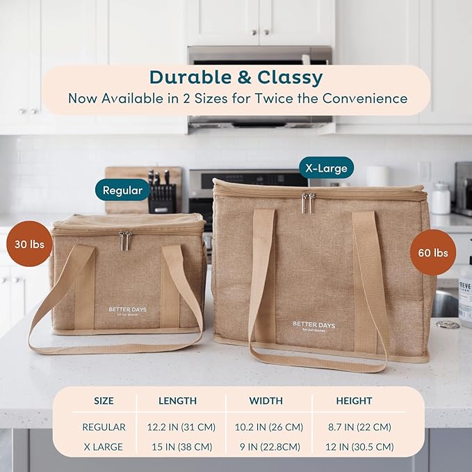 Nook Theory Reusable Insulated Grocery Bag - Leak Proof, X Large Cooler Bag - Insulated Shopping Bags for Groceries - Travel Cooler Bag for Frozen and Hot Food with Zippered Top (Full Sage)