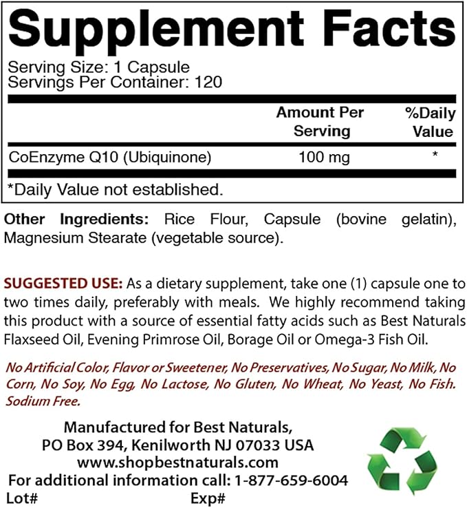 Best Naturals Red Yeast Rice 1200 Mg & COQ10 100 mg