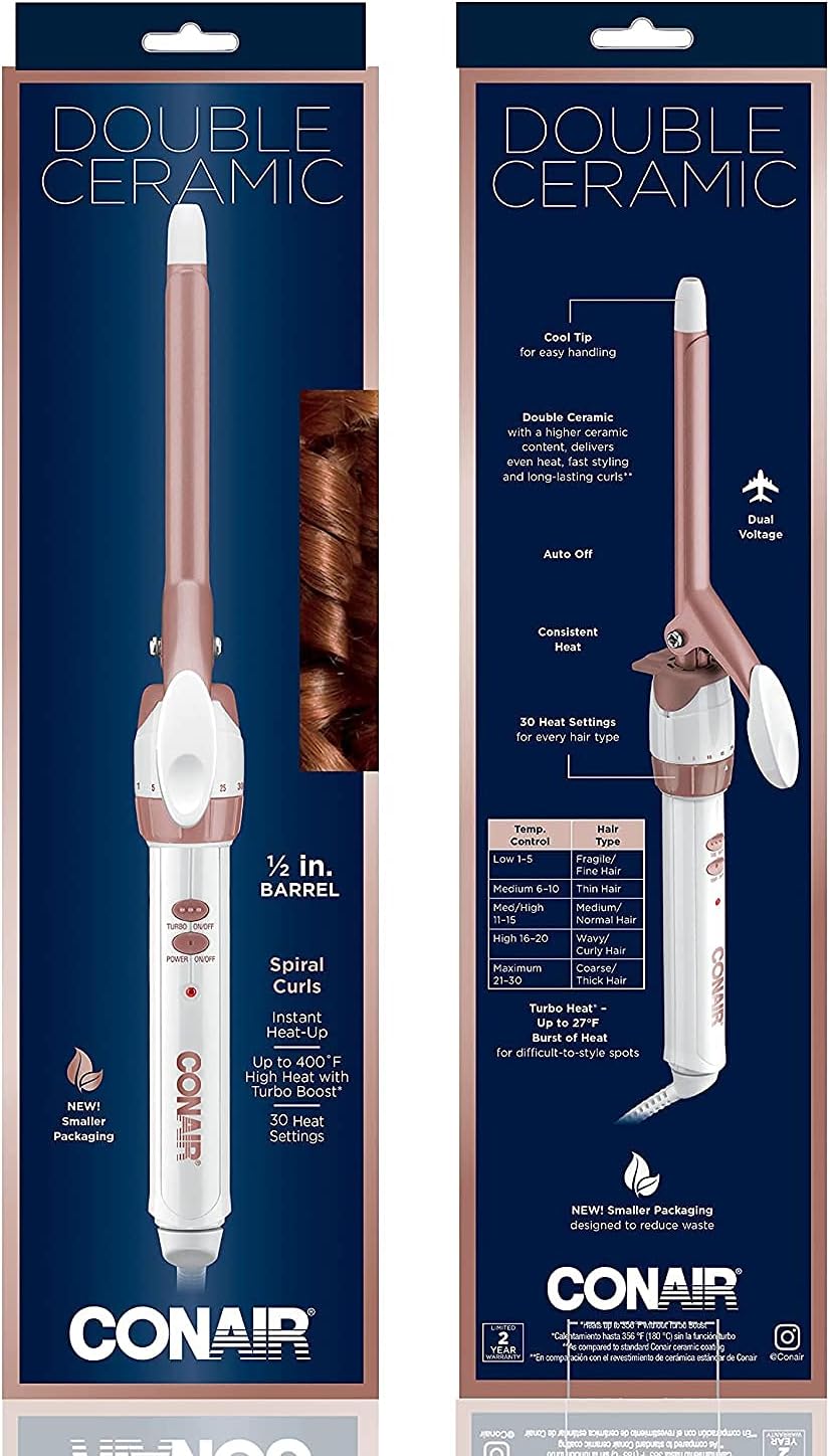 Conair Double Ceramic 1.5-Inch Curling Iron | Soft Waves for Medium/Long Hair