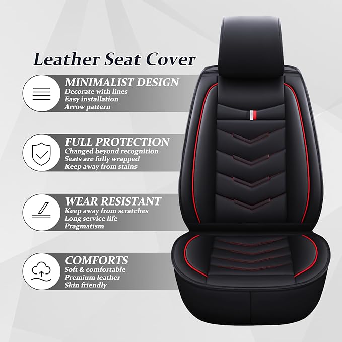Car Seat Cover 6 Seats for Ford Explorer 2000-2026, Waterproof Durable Compatible Airbag, Premium Leather Seat Protector(6 Seats Standard,Black Red)