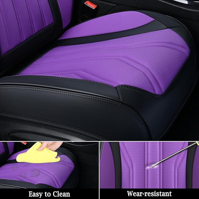FLORICH Seat Covers for Cars, Waterproof Front Seat Covers, Purple Car Seat Covers 2 Pack, Universal Driver Seat Protector for Most Cars Trucks SUV