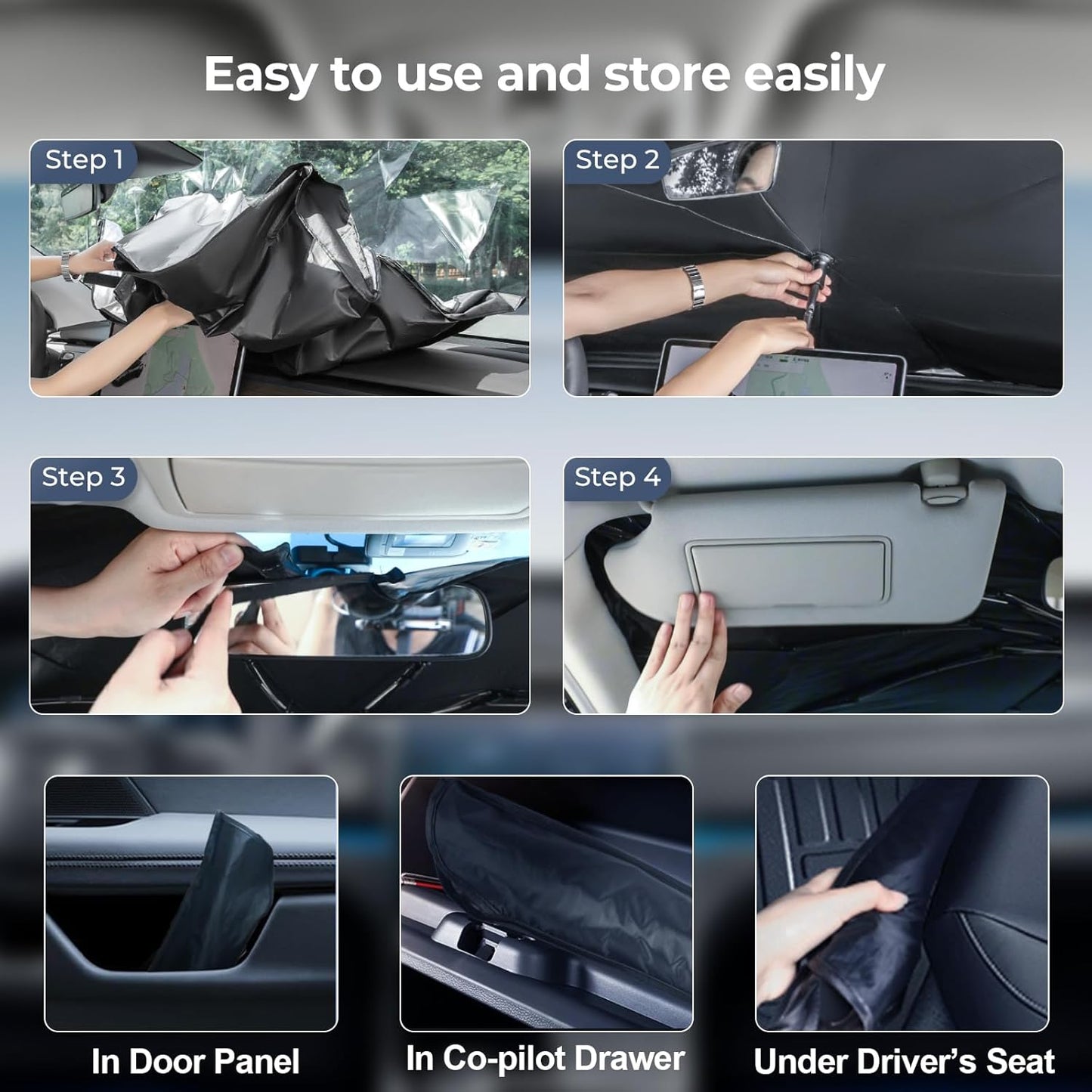 Windshield Sun Shade Umbrella: for Toyota Tacoma 2016 2017 2018 2019 2020 2021 2022 2023 2024 2025 - Front Car Window Shades - Double Toyota-Tacoma Thickened Foldable Sunshades Block UV Keep Cool