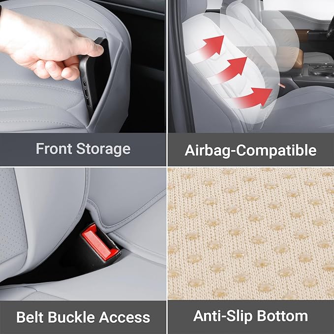 Coverland Custom Fit Car Seat Covers for Car Compatible with [Civic, Corolla, Focus, Malibu, Sentra, Jetta, Cruze] Premium Waterproof Non-Slip Interior Seat Protector [Full Set Gray- Size Chart X51]