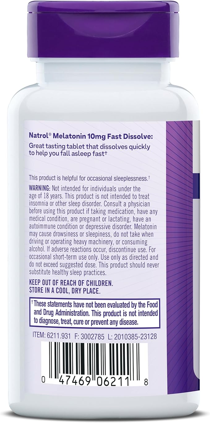 Natrol 10mg Fast Dissolve Melatonin Tablets Strawberry Flavor