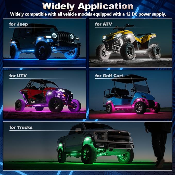 4 Pods RGBW LED Rock Lights, RGB with Pure White Rock Light for ATV UTV Golf Cart RZR SXS Truck Offroad SUV Car Underbody, 12V Waterproof Multicolor Underglow Kit with APP/RF Remote Control Sync Music