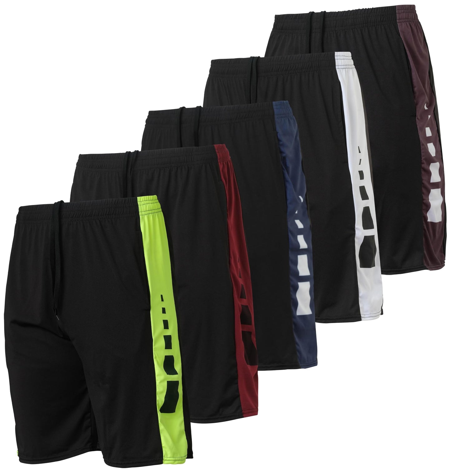 Real Essentials Mens Dry Fit Shorts Dri Active Wear Short Men Athletic Performance Basketball 9 Inch Inseam Sweat Tennis Soccer Running Essentials Gym Casual Workout Sports, Set 10, S, Pack of 5