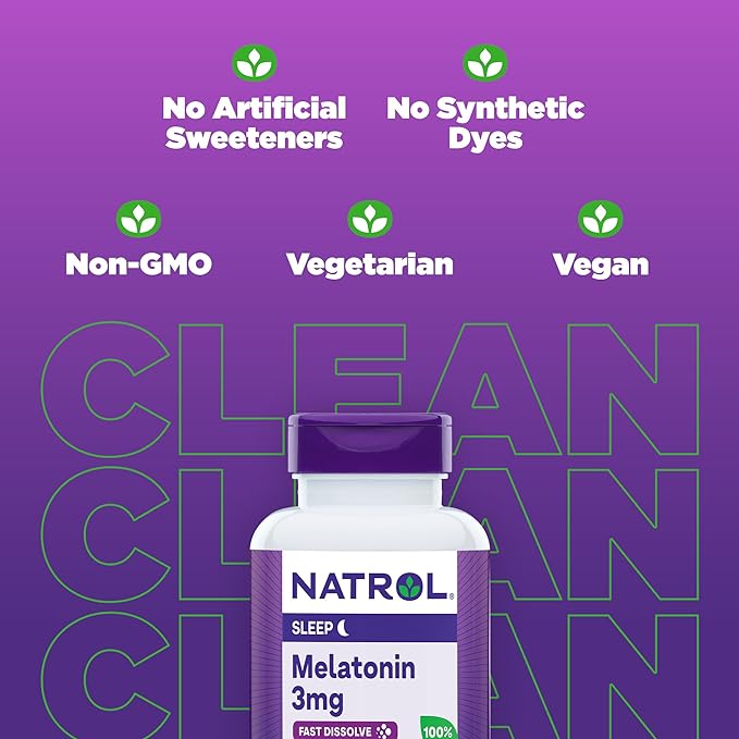 Natrol Melatonin 3mg, Strawberry-Flavored Dietary Supplement for Restful Sleep, 150 Fast-Dissolve Tablets, 150 Day Supply (Pack of 12)