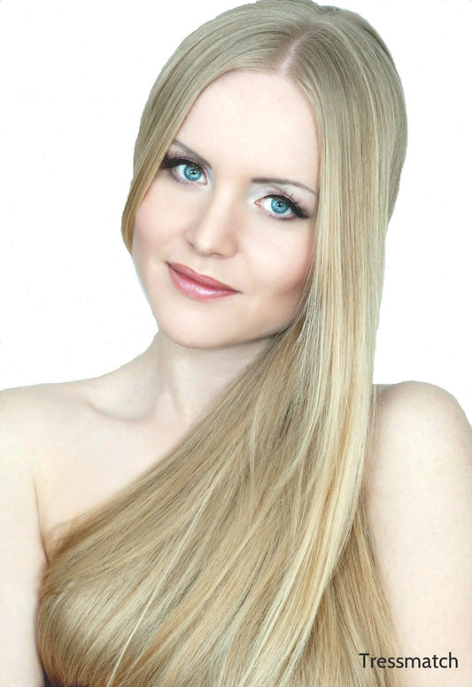 Tressmatch16   -18'' Remy Human Hair Clip In Extensions Thick To Ends Wheat/Natural/Medium Blonde (#16) 9 Pieces Full Head Volum