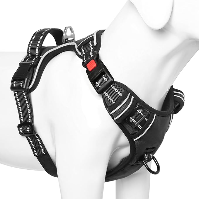 Timos Dog Harness,NO Need Go Over Dogs Head 3 Snap Buckles Pet Harness with 2 Leash Clips,Adjustable Soft Padded No-Pull,Reflective No-Choke Oxford Vest for Small Medium Large Dogs,X-Large(Packof1)