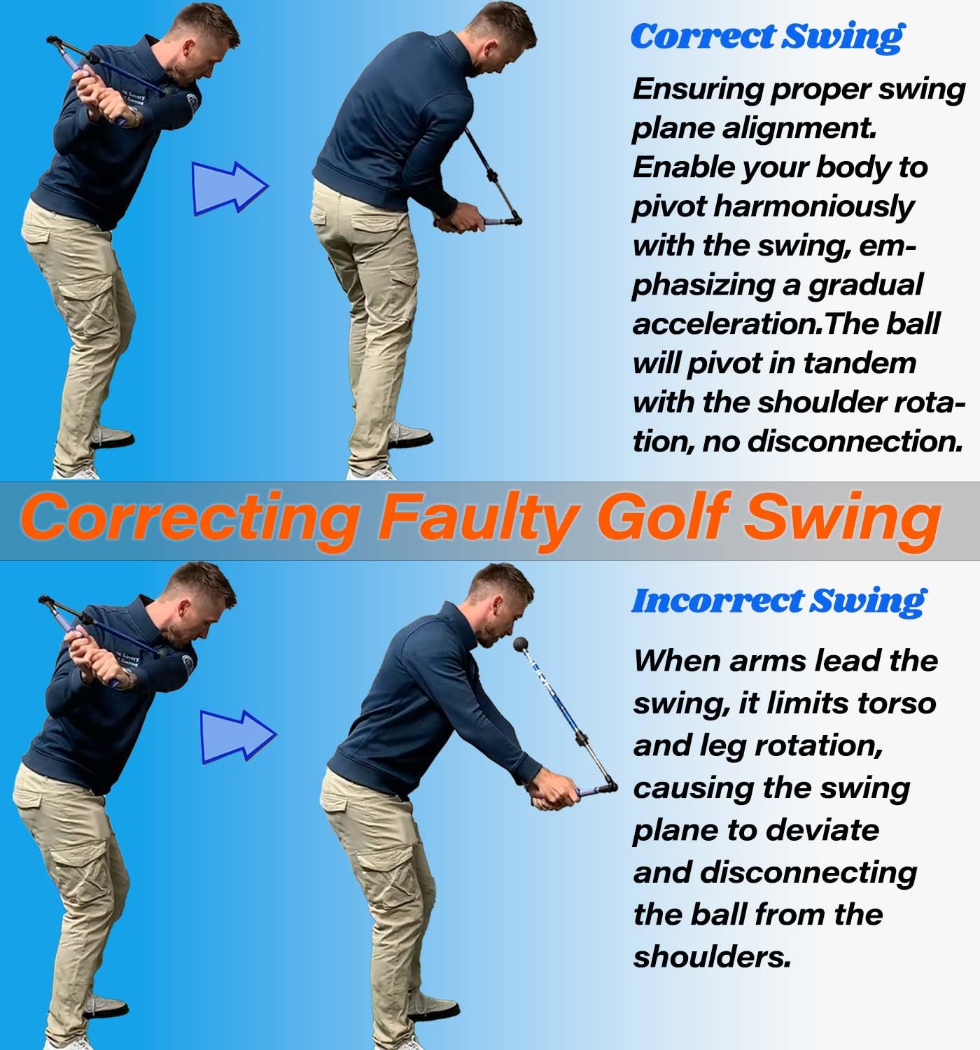 Zcoorey Golf Swing Trainer aid - Golf Training aid to Improve Hinge, Forearm Rotation, Shoulder turna and Grip.Portable Collapsible Swing Trainer Equipped with Golf Grip Trainer