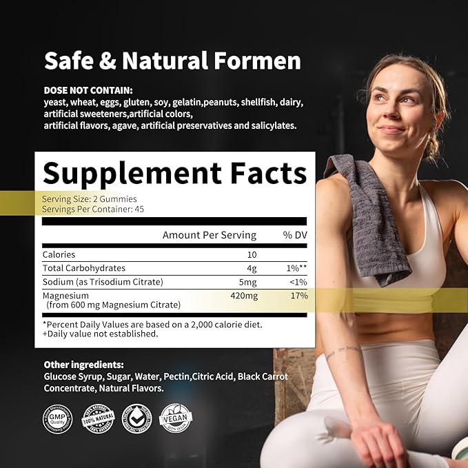 Magnesium Citrate Gummies 420mg per Serving - 180 Blueberry Gummies - Promotes Healthy Relaxation, Muscle, Bone, & Energy Support (2 Pack).