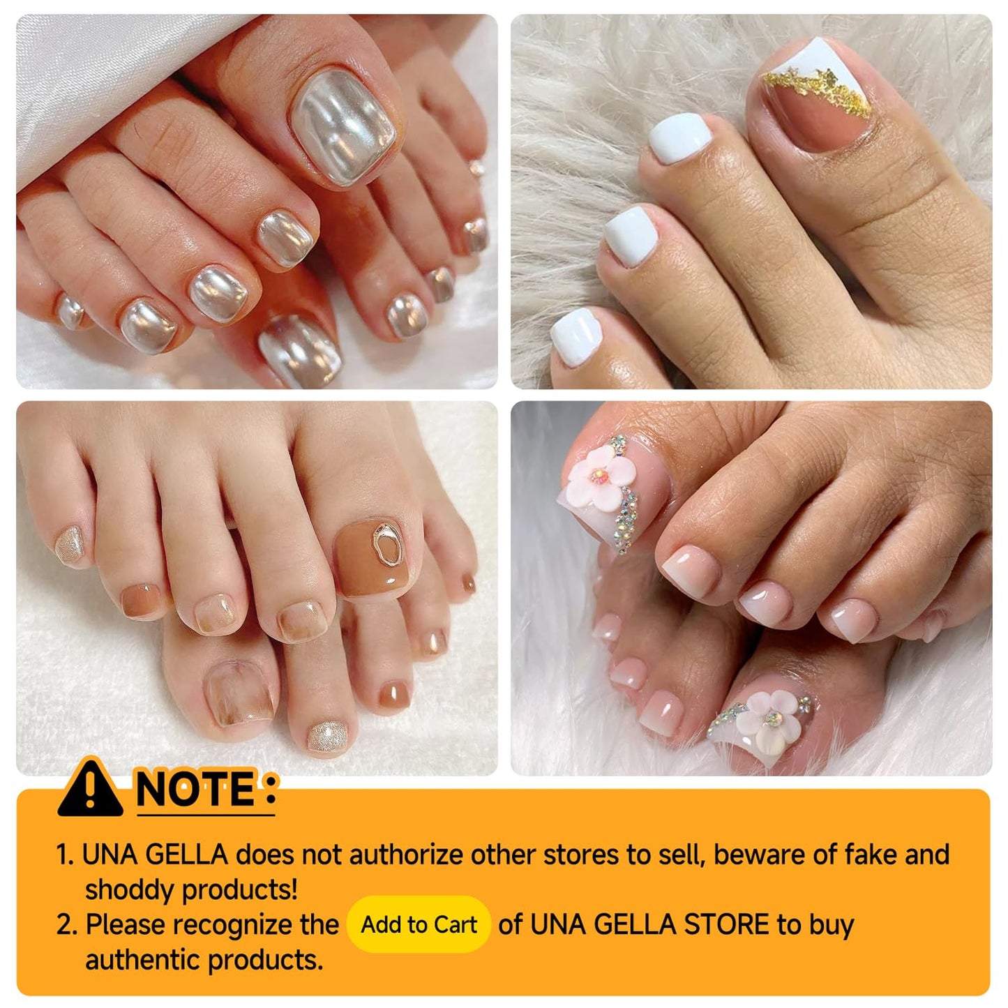 UNA GELLA Square Toe Nail Tips | 504 Pcs Soft Gel Full Cover | DIY Pedicure