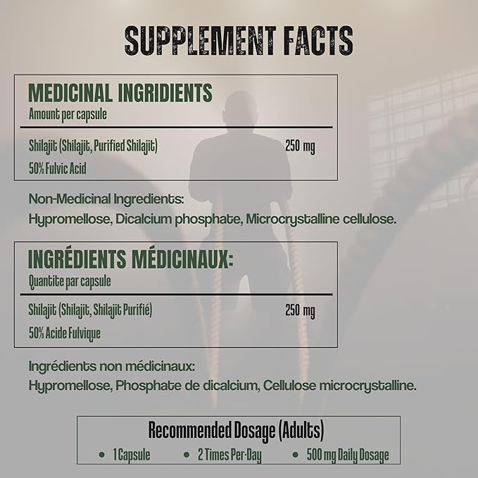 Pure Himalayan Shilajit – 60 Capsules | Health Canada Approved | Energy, Stamina & Mental Clarity | Vegan & Lab-Tested