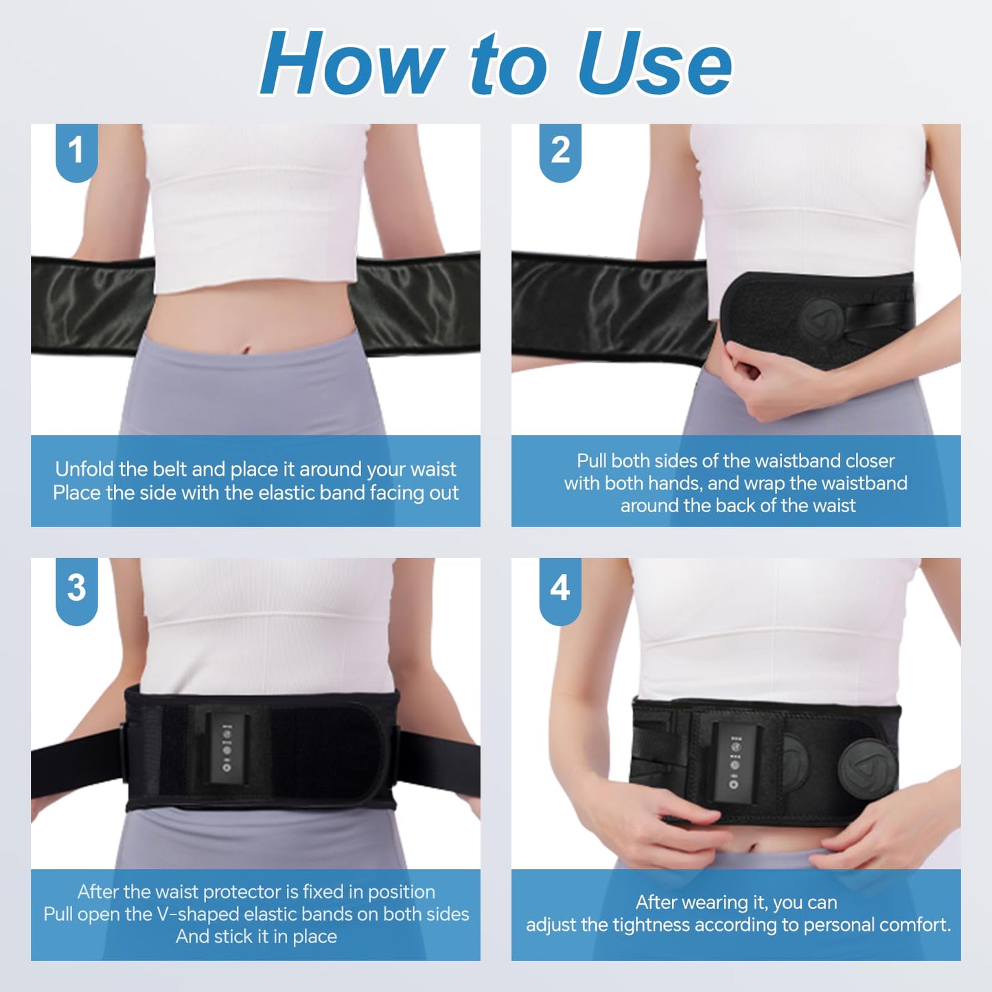 Heating Pad for Period Cramps Back Pain Relief,Electric Heating Pad for Low Back Massager,3 Heat, Black,43"x 6" +20" Extended Belt Gifts for Women/Men/Mom