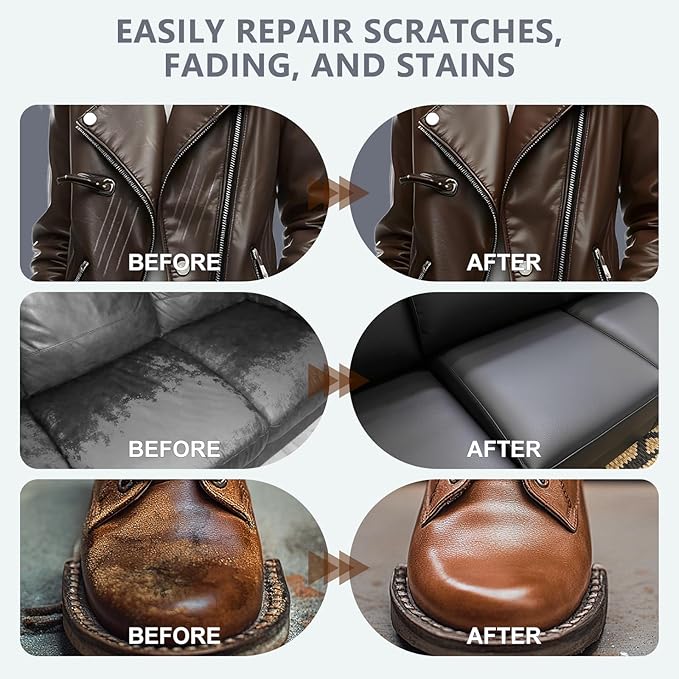 Leather Recoloring Balm & Color Restorer | Light Brown Leather Dye, Paint & Repair Kit for Furniture, Couches, Car Seats, Shoes|Restore Faded & Scratched Surfaces